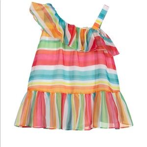LIKE NEW GIRLS MAYORAL RAINBOW STRIPE DRESS SIZE 6